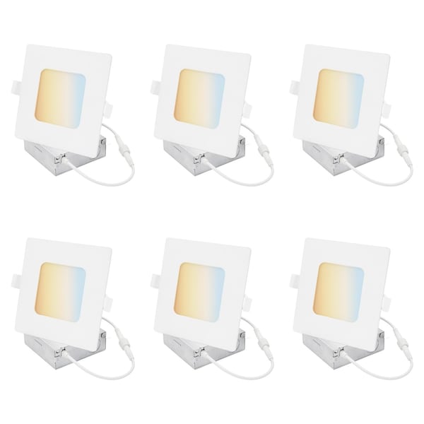 Sunlite LED 6-in Square 12W 950 Lumen Color Selectable 90 CRI Energy Star White Recessed Slim DownLght, 6PK 41708-NS - main